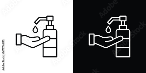 Hand wash icons. simple, stroke, black icons