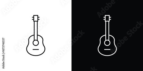 Guitar icons. simple, stroke, black icons