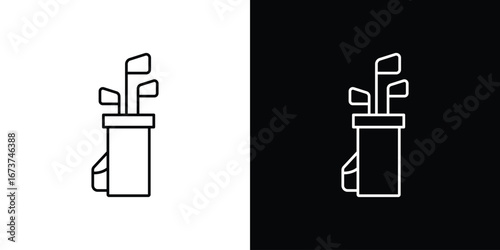 Golf bag icons. simple, stroke, black icons