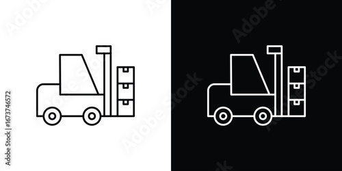 Forklift icons. simple, stroke, black icons