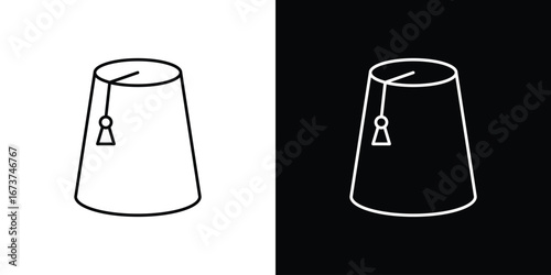 Fez hat icons. simple, stroke, black icons