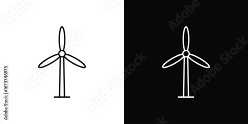 Eolic energy icons. simple, stroke, black icons