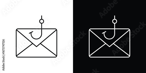 Email phishing icons. simple, stroke, black icons