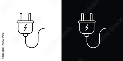 Electric plug icons. simple, stroke, black icons