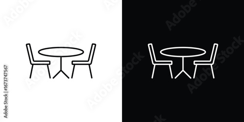 Dinner table icons. simple, stroke, black icons