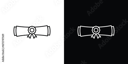 Diploma icons. simple, stroke, black icons