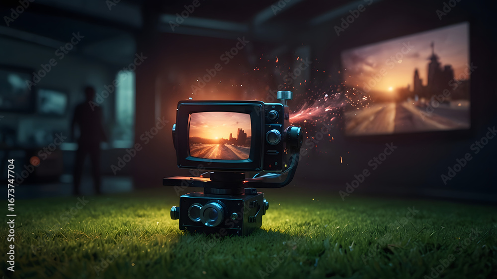 custom made wallpaper toronto digitalFire service team, distant streetlight tunnel, heavy roller compacting asphalt on a road construction site at night, ride on lawn mower cutting fresh grass and AI robots assisting with disaster.