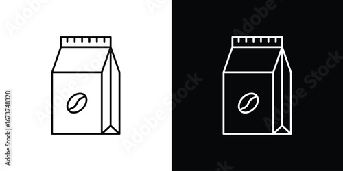 Coffee paper bag icons. simple, stroke, black icons