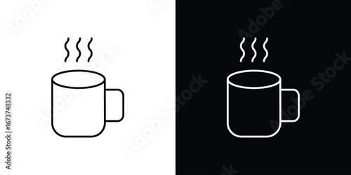 Coffee mug icons. simple, stroke, black icons