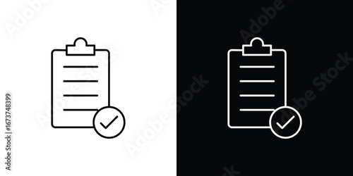 Clipboard check icons. simple, stroke, black icons