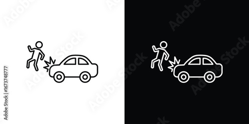 Car accident icons. simple, stroke, black icons