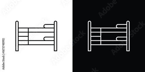 Bunk bed icons. simple, stroke, black icons
