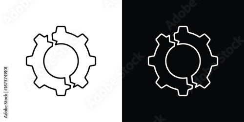 Broken gear icons. simple, stroke, black icons