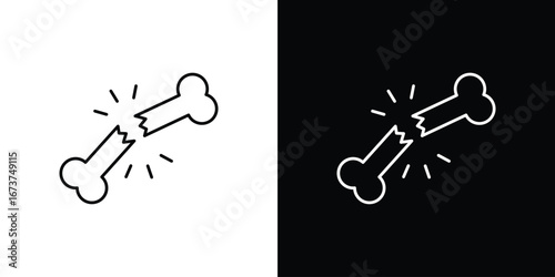 Broken bone icons. simple, stroke, black icons