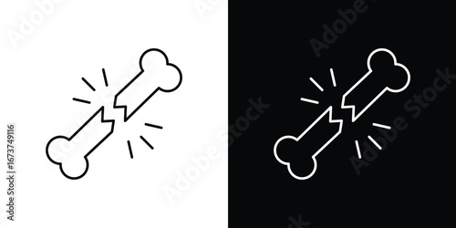 Broken bone icons. simple, stroke, black icons