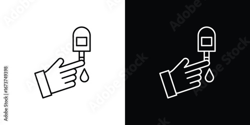 Blood sugar test icons. simple, stroke, black icons