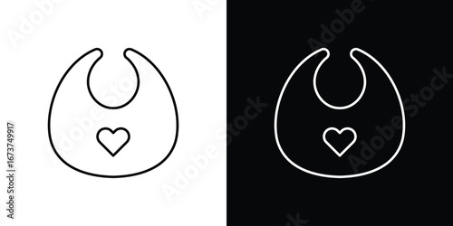 Baby bib icons. simple, stroke, black icons