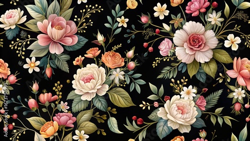 Elegant pink and peach roses adorned with delicate greenery and white accents