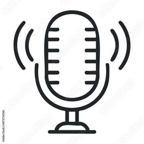 Recording a podcast episode home studio audio content creative space close-up sound technology. Vector illustration