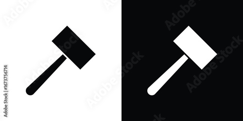 Wooden mallet icon symbol logo. Graphic template.