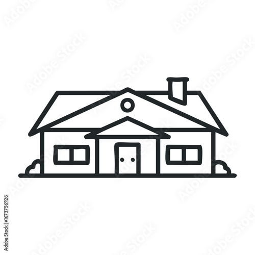 Modern home design residential area illustration minimalist style front view cozy living concept. Vector illustration