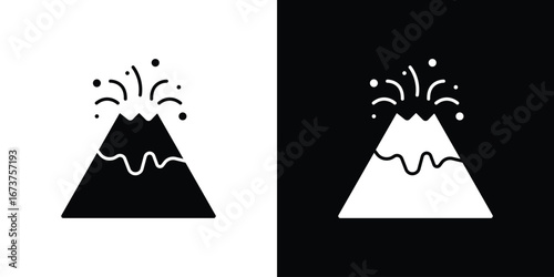 Volcano eruption icon symbol logo. Graphic template.