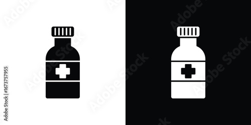 Syrup medicine bottle icon symbol logo. Graphic template.