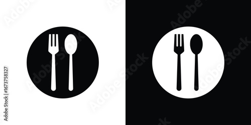 Spoon and Fork icon symbol logo. Graphic template.