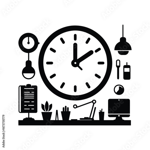 Wall Clock Symbol for Work Hours