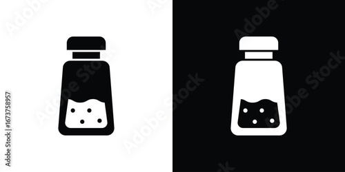 Salt and pepper shakers icon symbol logo. Graphic template.
