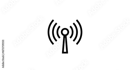 Minimalist Black Outline Wi-Fi Signal Icon for Wireless Connectivity.