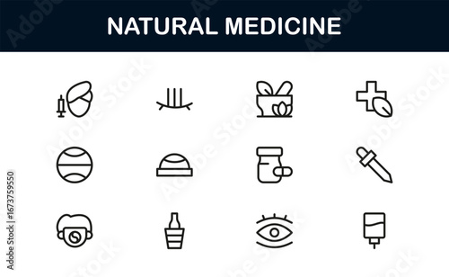 Outline natural medicine icons for professional healthcare and wellness projects. Enhance apps, websites, and presentations with clean, premium holistic visuals.