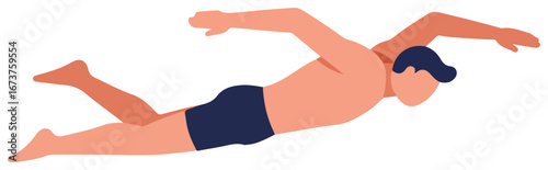 Illustration of a person swimming the freestyle stroke.