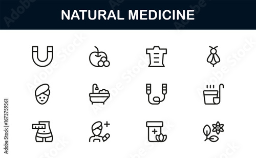 Premium linear icons for natural medicine, wellness, and holistic care. Perfect for apps, websites, and professional healthcare presentations.