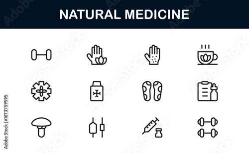 Flat natural medicine icon set for holistic healthcare projects. Boost productivity, professional tools, and wellness branding with clean and versatile visuals.