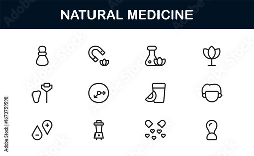 Minimal natural medicine icons designed for professional wellness projects. Ideal for apps, websites, and presentations with premium, holistic graphics.