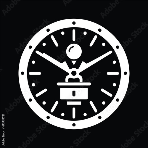 Wall Clock Symbol  Black and White Vector
