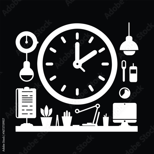 Wall Clock Symbol for Work Hours