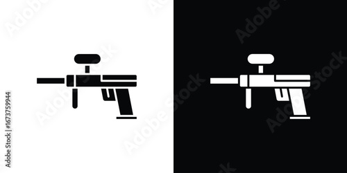 Paintball gun icon symbol logo. Graphic template.