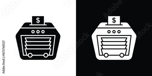 Money counting machine icon symbol logo. Graphic template.