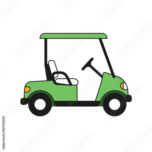 Green golf cart simple style transportation vehicle recreational activity