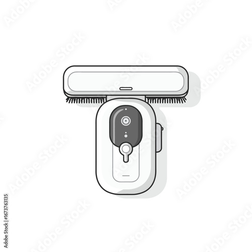 Window cleaning robot vector outline style automatic cleaner modern technology