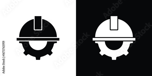 Construction worker icon symbol logo. Graphic template.
