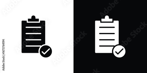 Clipboard check icon symbol logo. Graphic template.