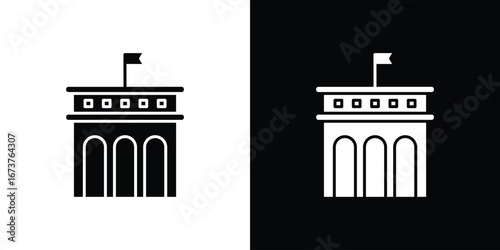 City hall building icon symbol logo. Graphic template.