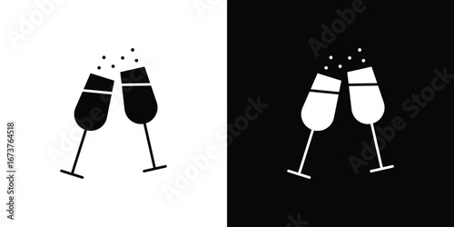 champagne glasses icon symbol logo. Graphic template.