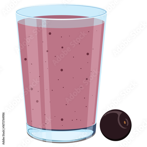 acai berry smoothie vector drawing.