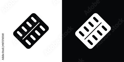 Blister drug pack icon symbol logo. Graphic template.