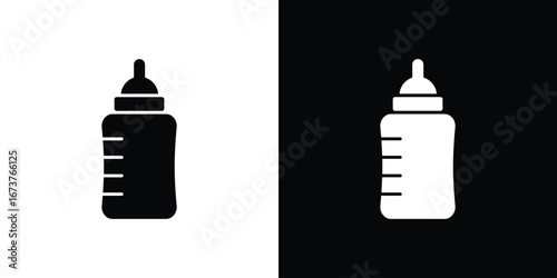 Baby milk bottle icon symbol logo. Graphic template.