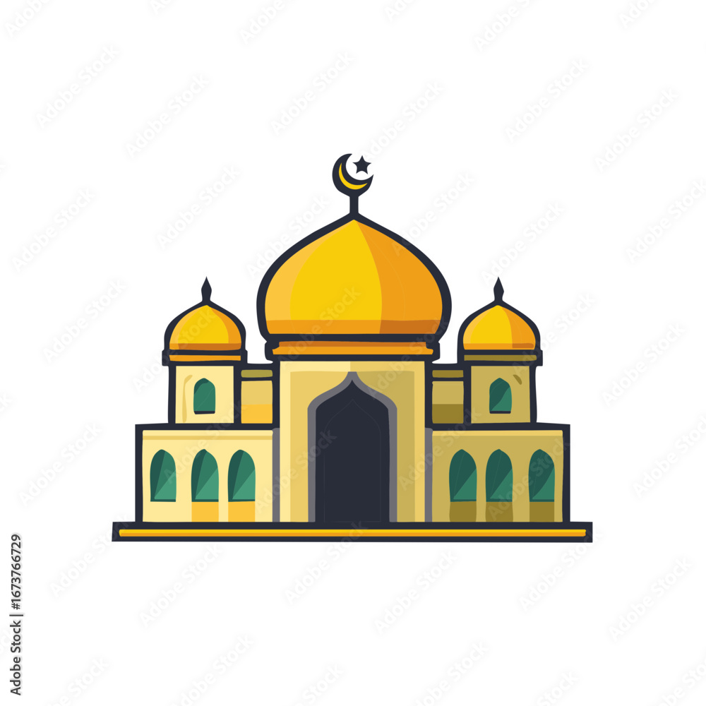 custom made wallpaper toronto digitalVector illustration of a mosque building with golden domes and crescent moon symbol